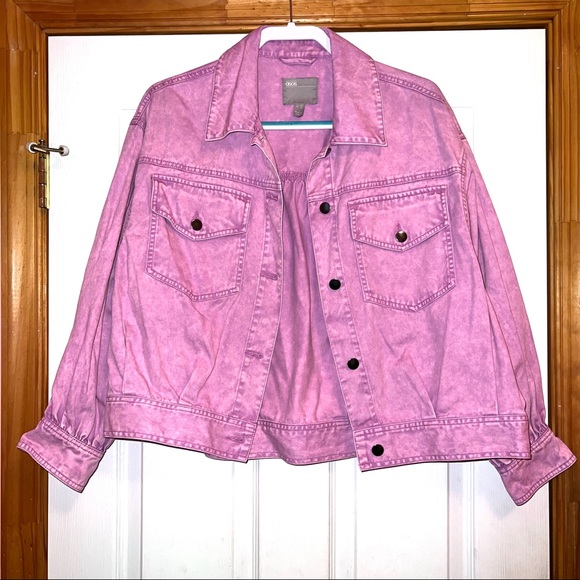 ✨SALE✨ ASOS Petite Oversized Pink Acid Washed Jacket - Picture 2 of 9